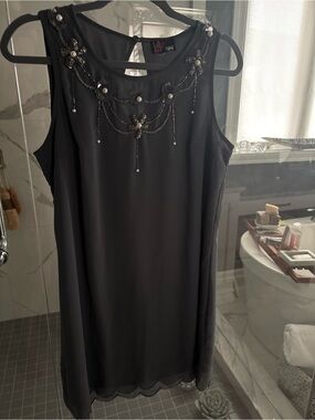 Steel grey embellished shift dress size 8 lined beautiful by Yumi